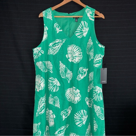 Jones New York Dresses & Skirts - Jones New York Kelly Green Linen Blend Sea Shell Sleeveless Dress XL NWT